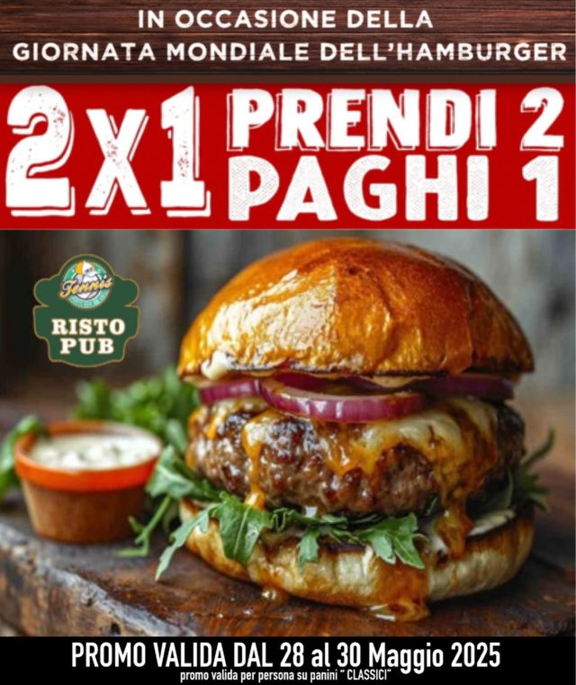 🥳 PROMOZIONE 2x1: PRENDI 2, PAGHI 1

Valida solo sui panini “CLASSICI”
📅 Dal 28 al 30 Maggio 2025
📍 Offerta valida per persona

Prenota ora il tuo tavolo 📲
https://prenotazioni.cooperto.it/in/58ee68e7-e5a0-422e-925e-51a8ed55eb03

📍 Via Scandicci Alto, 22,
📞 349 117 8697